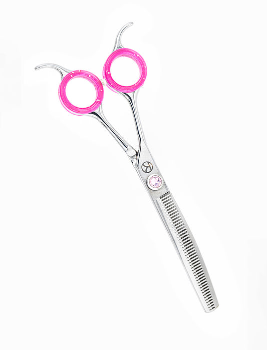 Curved Pink 6.5" 45T Left Handed Thinning Scissor