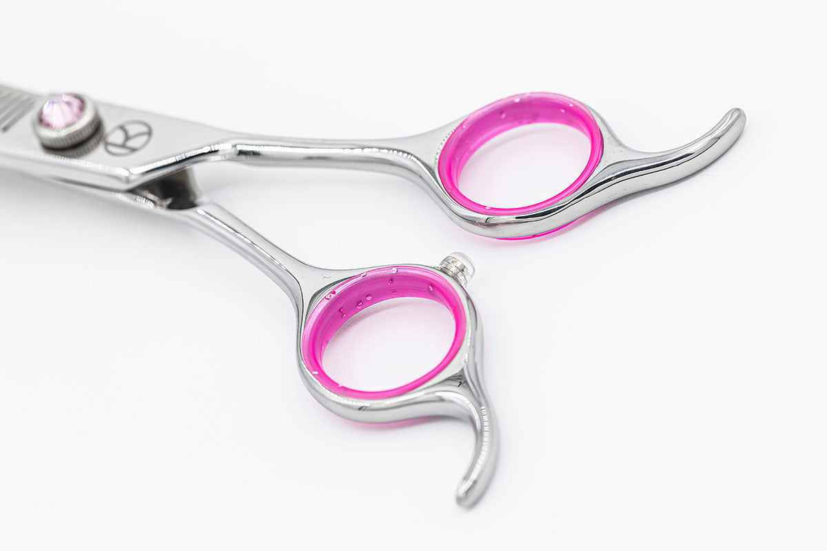 Curved Pink 6.5" 45T Left Handed Thinning Scissor