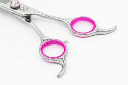 Curved Pink 7.5” 48T Blending Texturising Fluffer Scissor