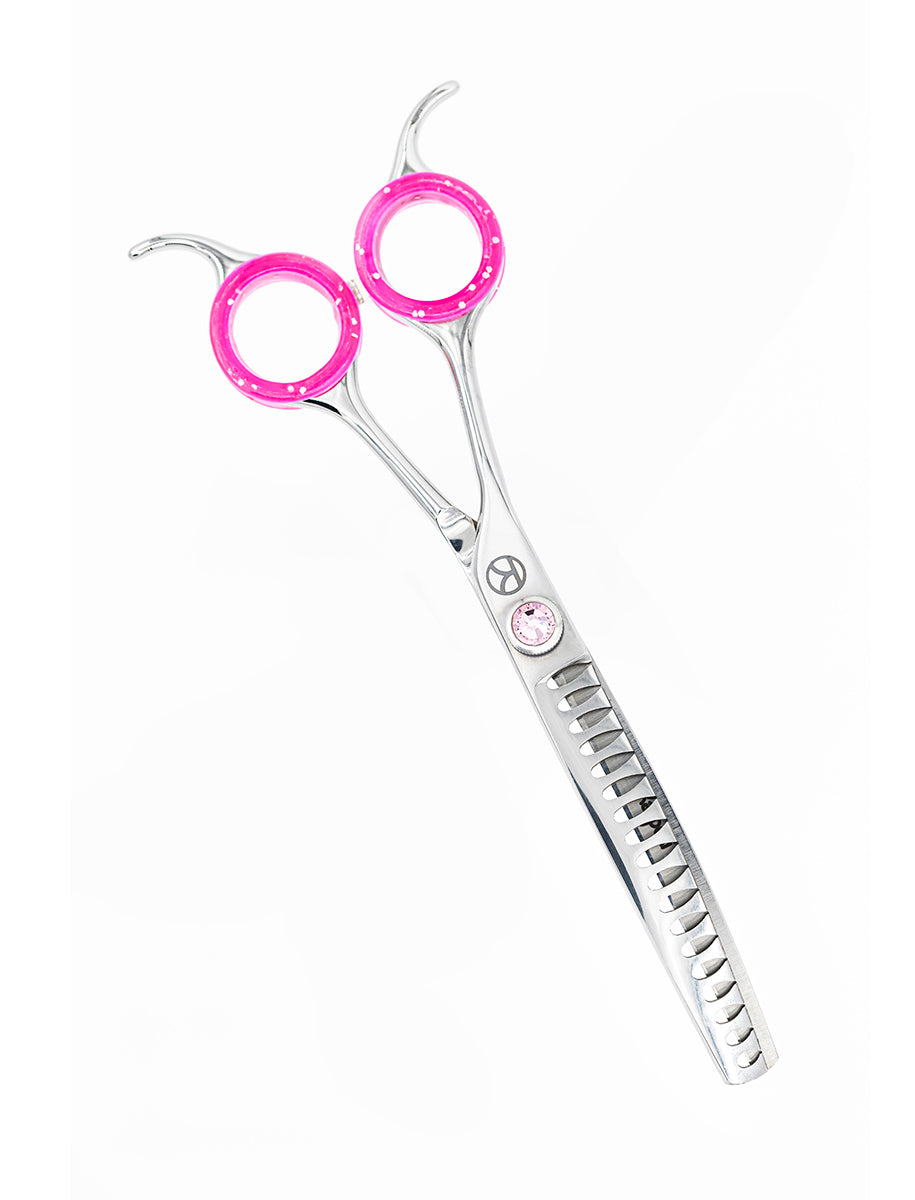 Curved Pink 6.5" 18T Left Handed Chunker Scissor