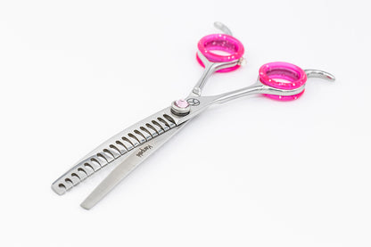 Curved Pink 6.5" 18T Left Handed Chunker Scissor