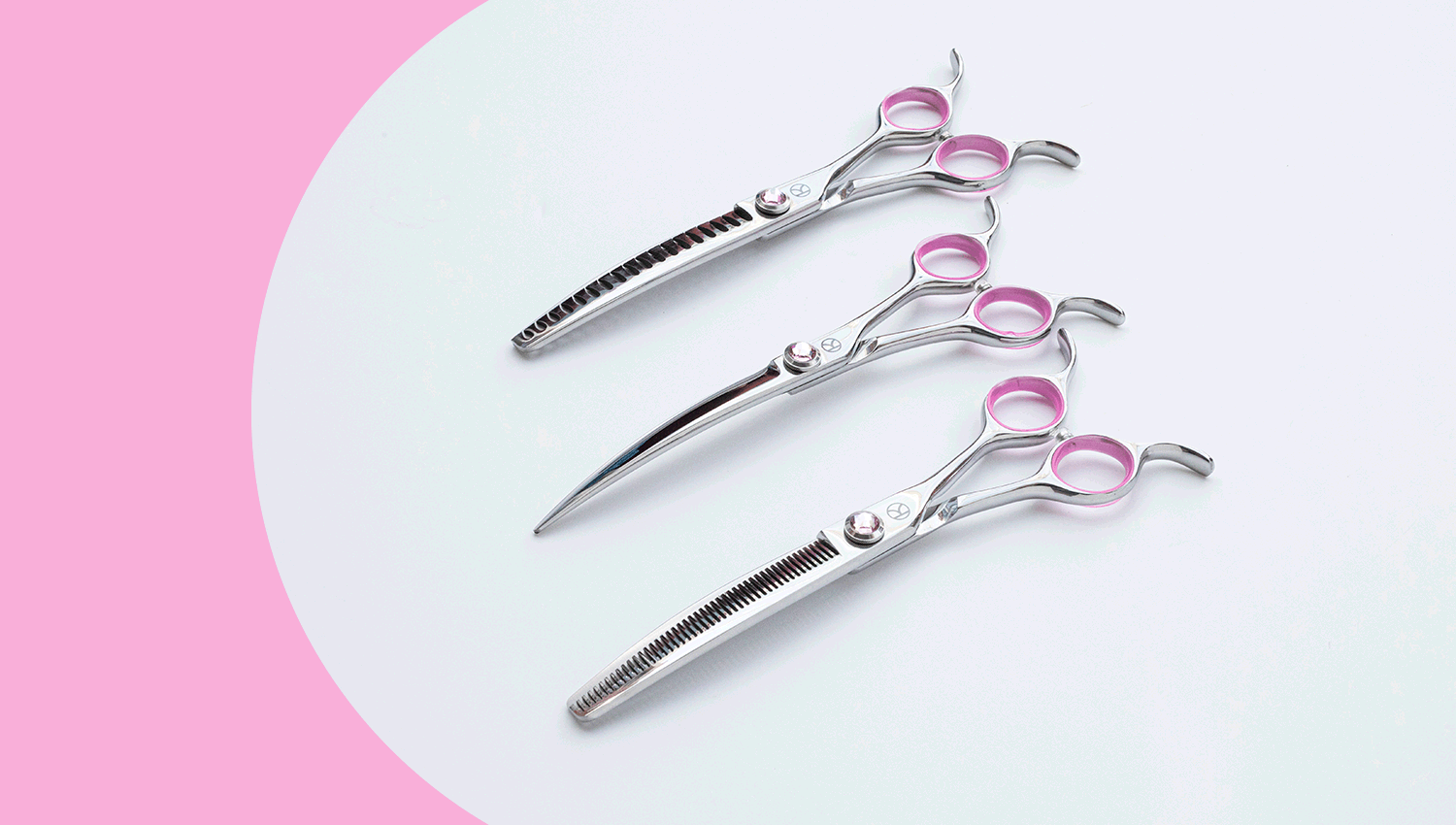 Kanpeki Curved Pink Dog Grooming Scissor Range