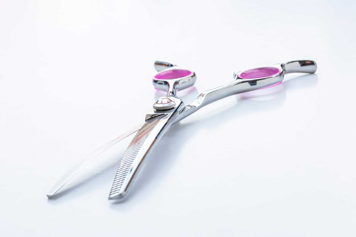 Curved Pink 6.5" 45T Thinning Scissor